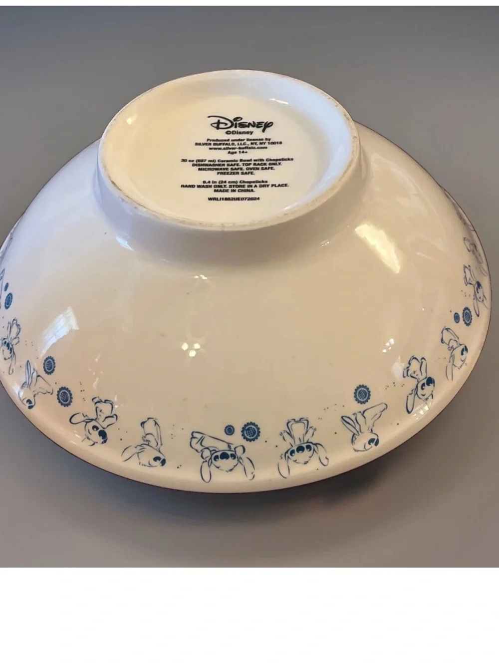 Disney Blue and White StitchTrim Ceramic Serving Bowl